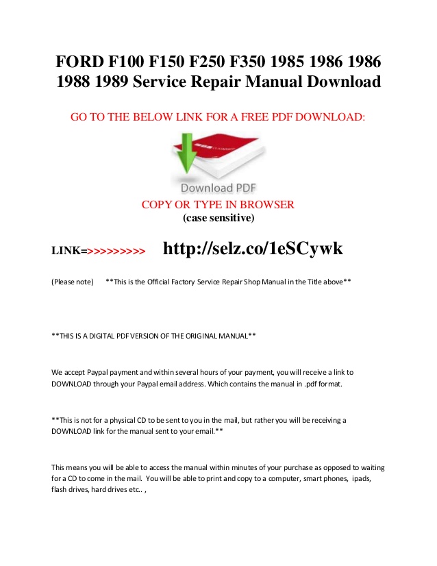Ford F150 Repair Manual Free Pdf Download